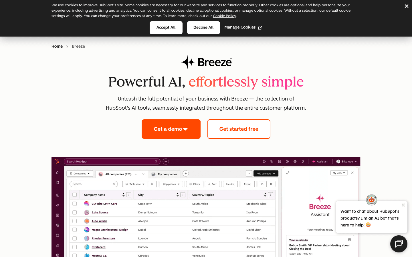 HubSpot Breeze product page
